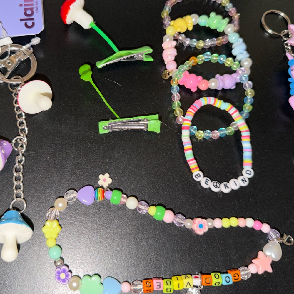 Colorful Beaded Rave Jewelry and Keychain Set - Picture 2 of 4